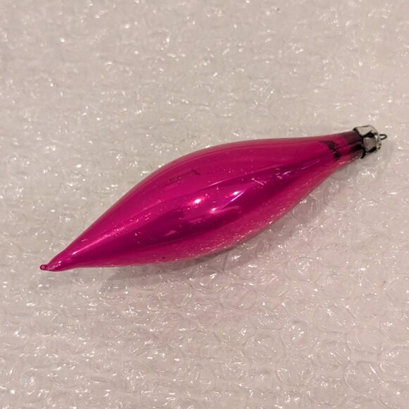 Single Vintage Pink Glass Icicle Polish Christmas Ornament - Picture 4 of 5